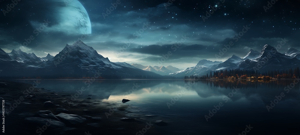 Naklejka premium lake shaped constellation, ai generative