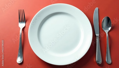 Empty plate with cutlery, signifying abstinence , self-control, abstinence, discipline