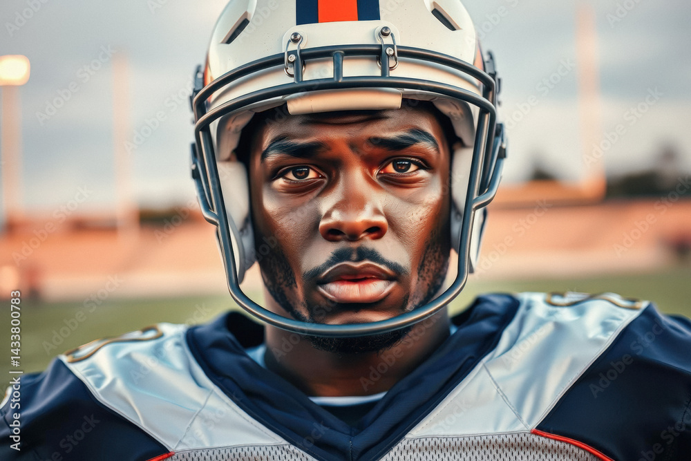 Focused American Football Player Portrait