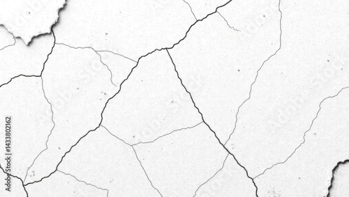 Cracked white surface texture with deep fissures and peeling paint creating an aged industrial backdrop for graphic design projects