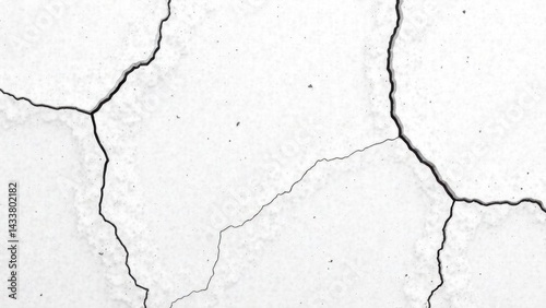 Cracked white surface texture with deep fissures and peeling paint creating an aged industrial backdrop for graphic design projects