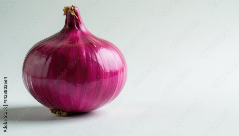 Fototapeta premium Perfectly centered red onion, sharp focus, minimalist aesthetic, raw, close-up, design