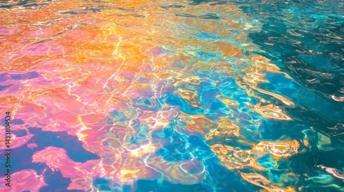 Abstract Water Texture with Shimmering Iridescent Colors