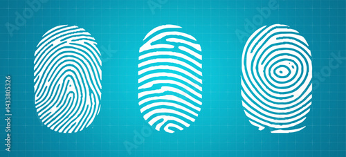 Fingerprint icon. White thumbprint icon. Vector illustration