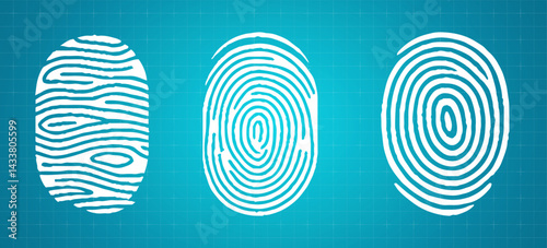 Fingerprint icon. White thumbprint icon. Vector illustration