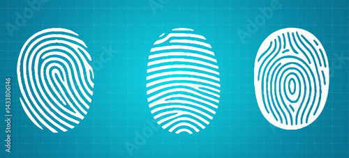 Fingerprint icon. White thumbprint icon. Vector illustration