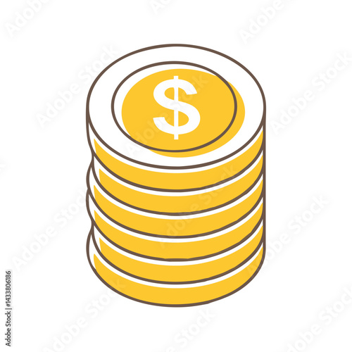 gold coin with dollar sign- currency, finance, wealth, illustration, symbol, banking, economy, investment, business, vector, savings, dollar sign, sign, finance and economy, paper currency, growth.