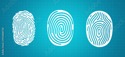 Fingerprint icon. White thumbprint icon. Vector illustration