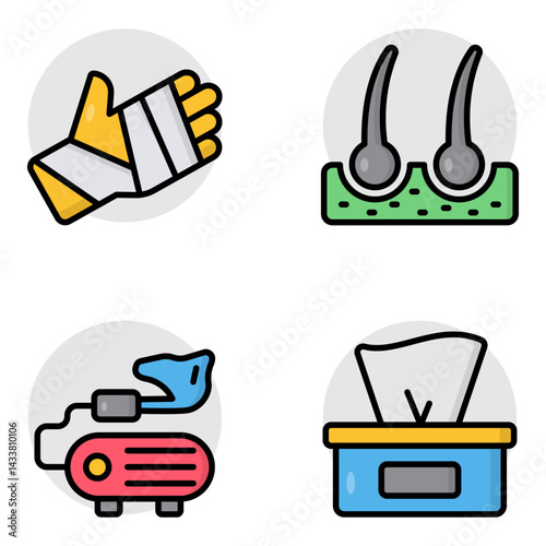Set of Medical Apparatus Flat Icons 