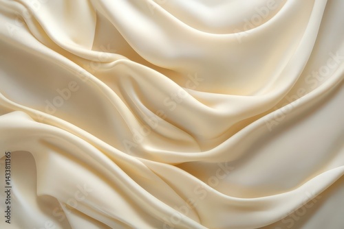 Creamy, luxurious fabric drapes in soft folds. photo