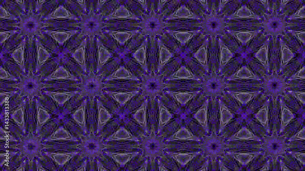 Digital Geometric Pattern with Concentric Squares and Alternating Stripes. Transport-themed, line art kaleidoscope with moving cars and trees in a geometric pattern in color videos
