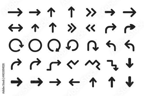 Icon set featuring various arrows and directional symbols for design and navigation purposes