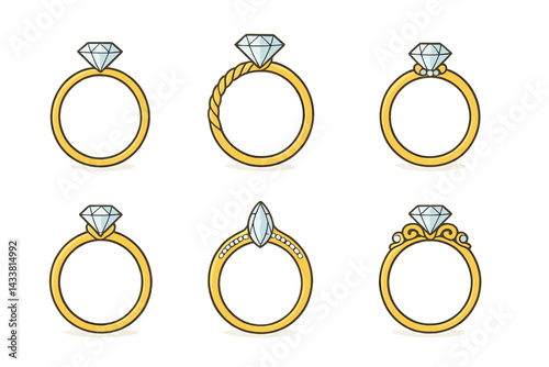 Collection of elegant gold rings featuring various diamond designs for jewelry enthusiasts and potential buyers