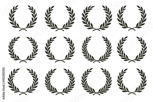 Icon set featuring various laurel wreath designs for awards and achievements