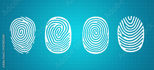 Fingerprint icon white line art vector logo set stock illustration