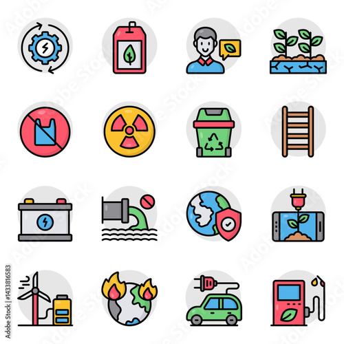 Set of Eco Flat Icons 