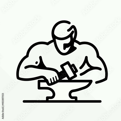 Illustration of a blacksmith using a hammer and anvil to work metal.