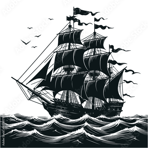 sailing ship in the sea