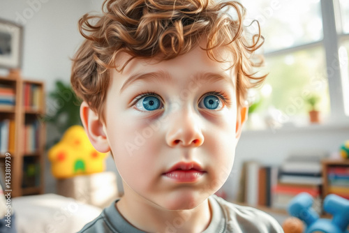 Close-up Portrait of a Toddler with Striking Blue Eyes