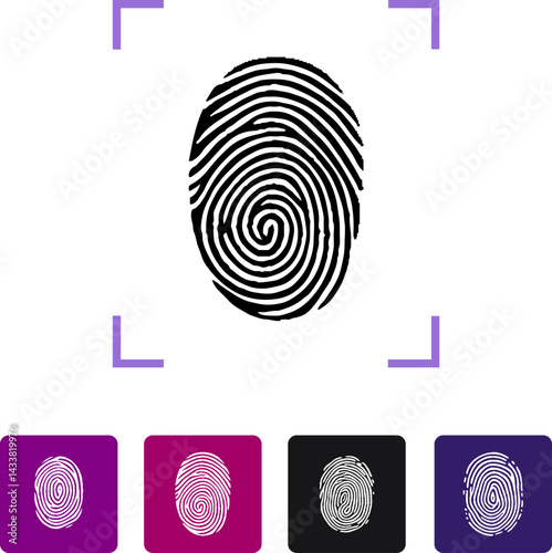 Thumb print for access. Personal property thumbprint pattern. Identity detection. Biometric identification. Vector eps10