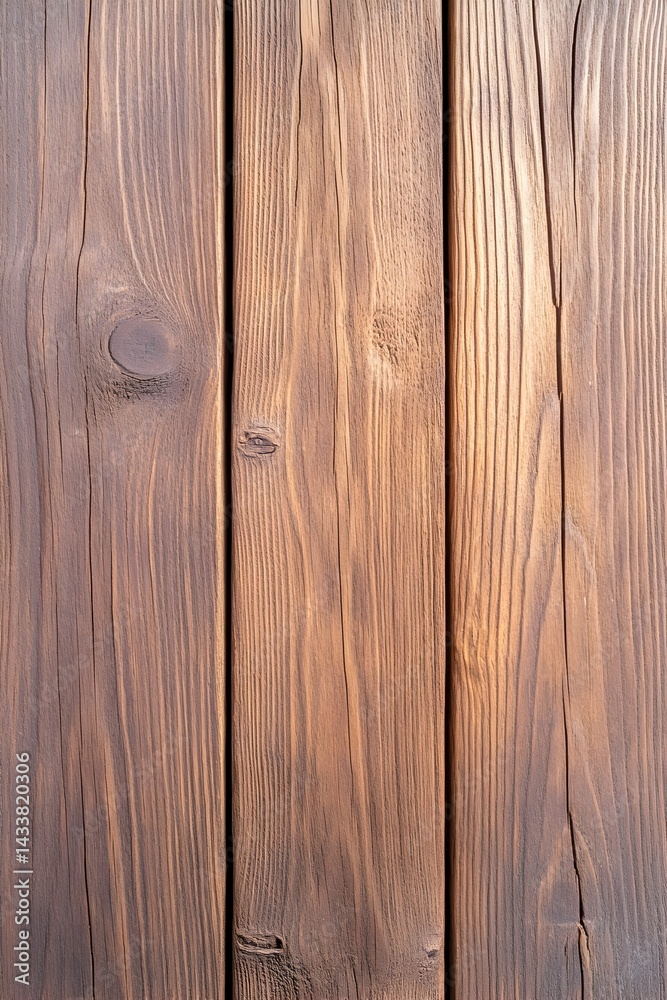 Naklejka premium Dark brown vertical wood planks with knots and grain texture