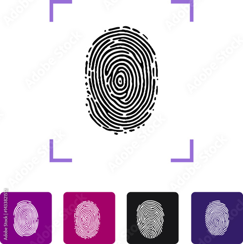 Digital fingerprint, finger print fingerprint lock secure security logo vector icon illustration