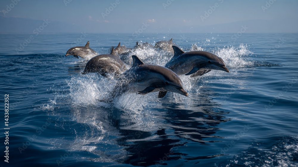 Obraz premium Dolphins_jumping_from_ocean