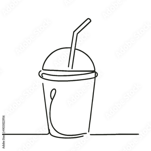 Minimalist line drawing of a drink with a straw  