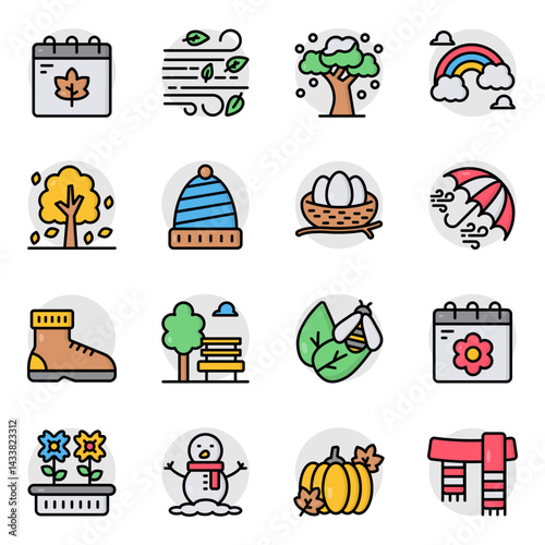 Set of Nature Flat Icons 