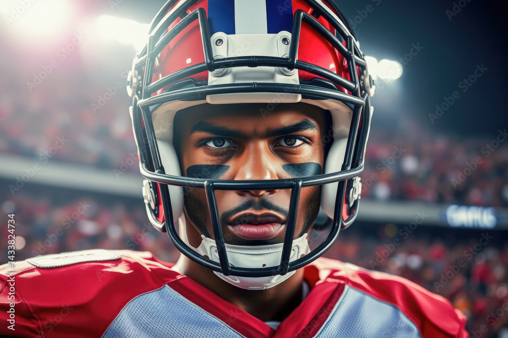 Focused American Football Player Portrait