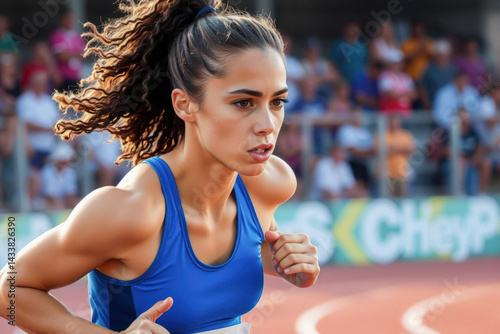 Obraz na płótnie Focused Female Athlete Ready to Sprint w salonie