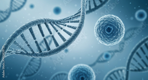 3d rendering of Human cell or Embryonic stem cell microscope background.
