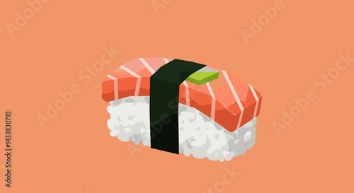 Salmon Nigiri Sushi Vector Illustration