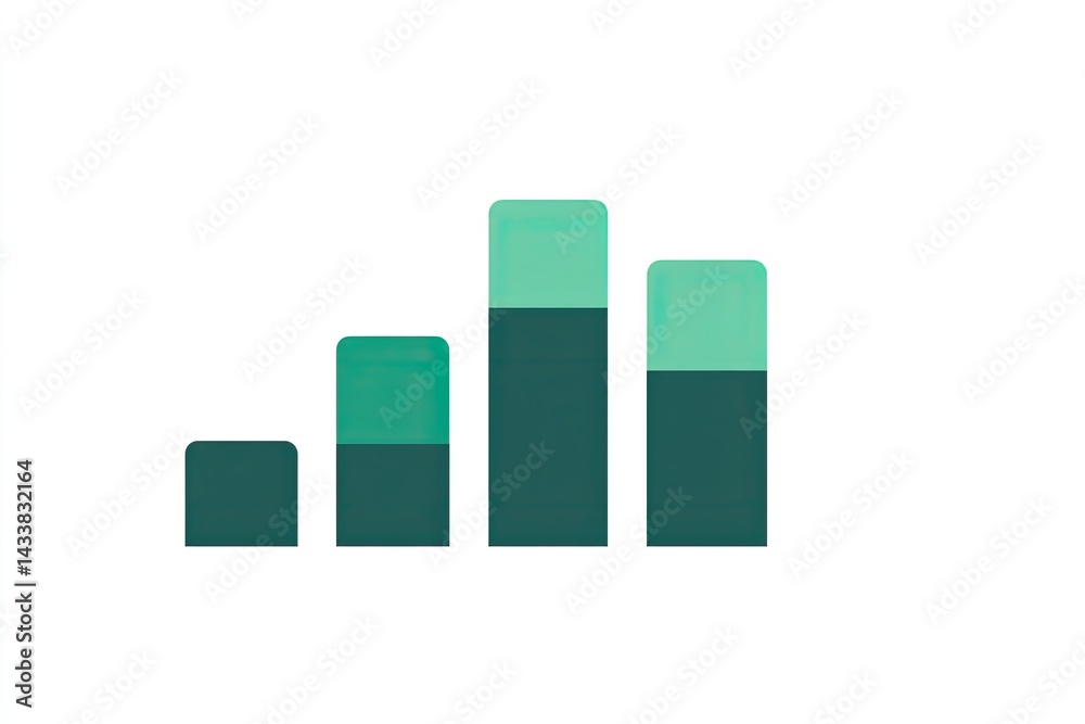 Ascending bar graph showing growth, teal and dark teal Ascending bar graph showing growth, teal and dark teal