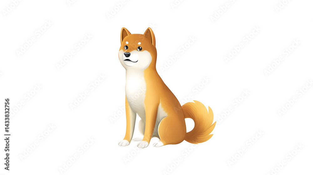 Fototapeta premium Cute Shiba Inu Sitting – Transparent Dog Cutout