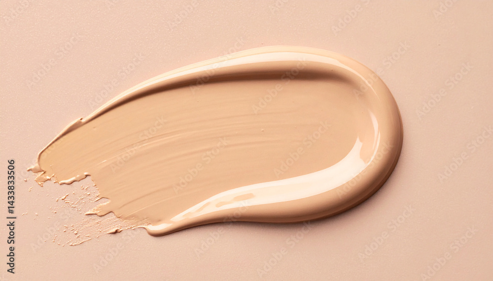 Fototapeta premium Smooth beige foundation smudge. Perfect makeup smear for beauty and cosmetics concepts.