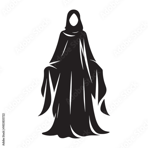 Timeless elegance Abaya silhouette, classic modest fashion – Abaya illustration – Minimalist Abaya vector – Ladies dress silhouette

