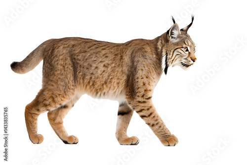 Bobcat walking on transparent background isolated on transparent background