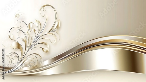 Elegant Gold Floral Wave Design.