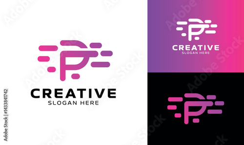 Gradient pt letter logo data analysis logo Art & Illustration