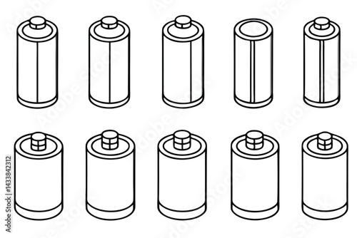 Batteries lithium portable device line art