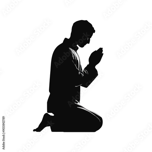 silhouette of a man praying