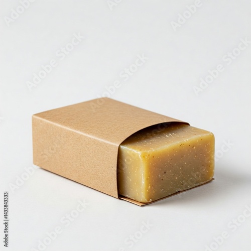 Natural Soap Bar Blank Wrap Isolated White Background Organic