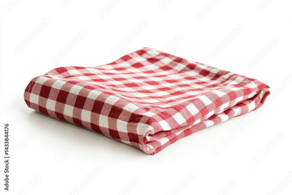 Red and White Gingham Napkin on White Background Red and White Gingham Napkin on White Background