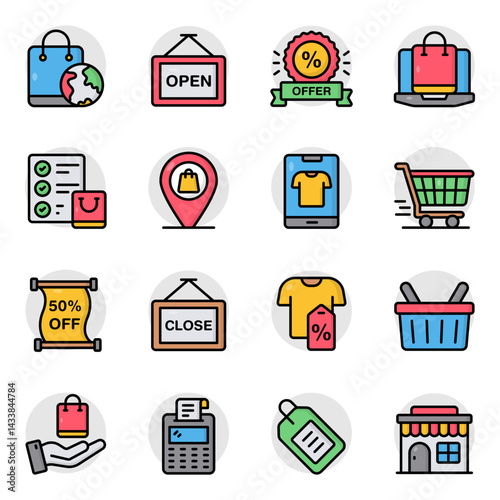 Set of Shopping Flat Icons