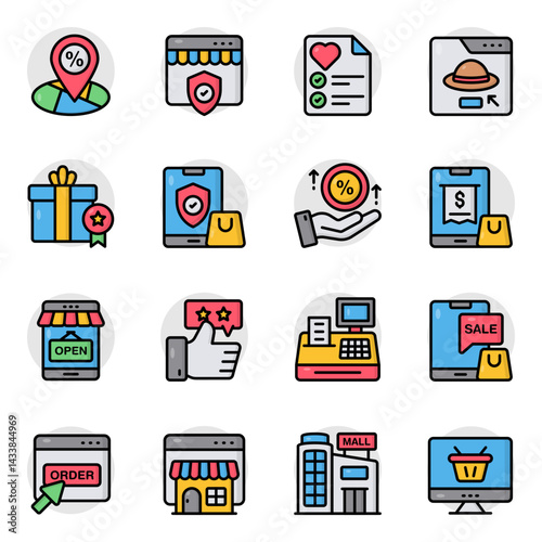 Set of Commerce Flat Icons