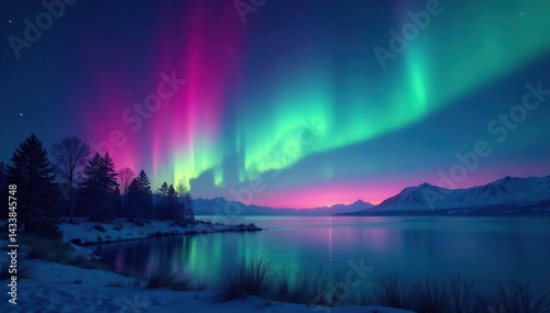 Wallpaper Mural Abstract grainy aurora borealis landscape, dark gradient , illustration, light Torontodigital.ca