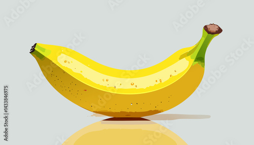 A perfectly ripe banana with smooth yellow skin and slight brown speckles, studio lighting, hyper-realistic, high detail, food photography style, minimal shadow, soft reflection on surface