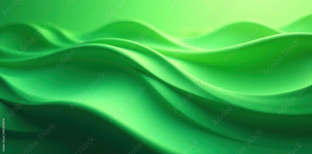 Obraz premium Abstract swirling green waves, vibrant and smooth texture, modern, graphic