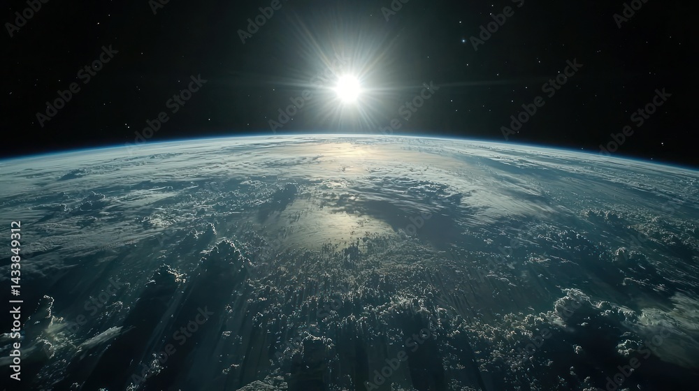 Obraz premium Earth from space, sun rising